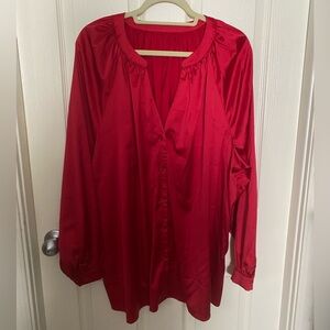 Gorgeous red satin LulaRoe Celeste blouse.